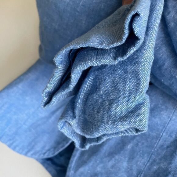 ANNE KLEIN Linen Cropped Blazer Blue XS - Picture 6 of 7